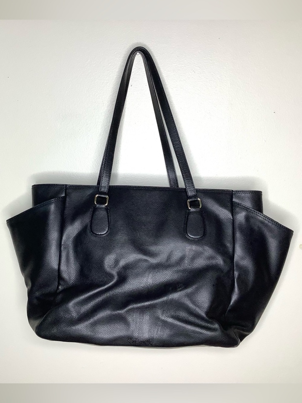 < Coach Black Leather Large Diaper Tote Bag > - Picture 13 of 13